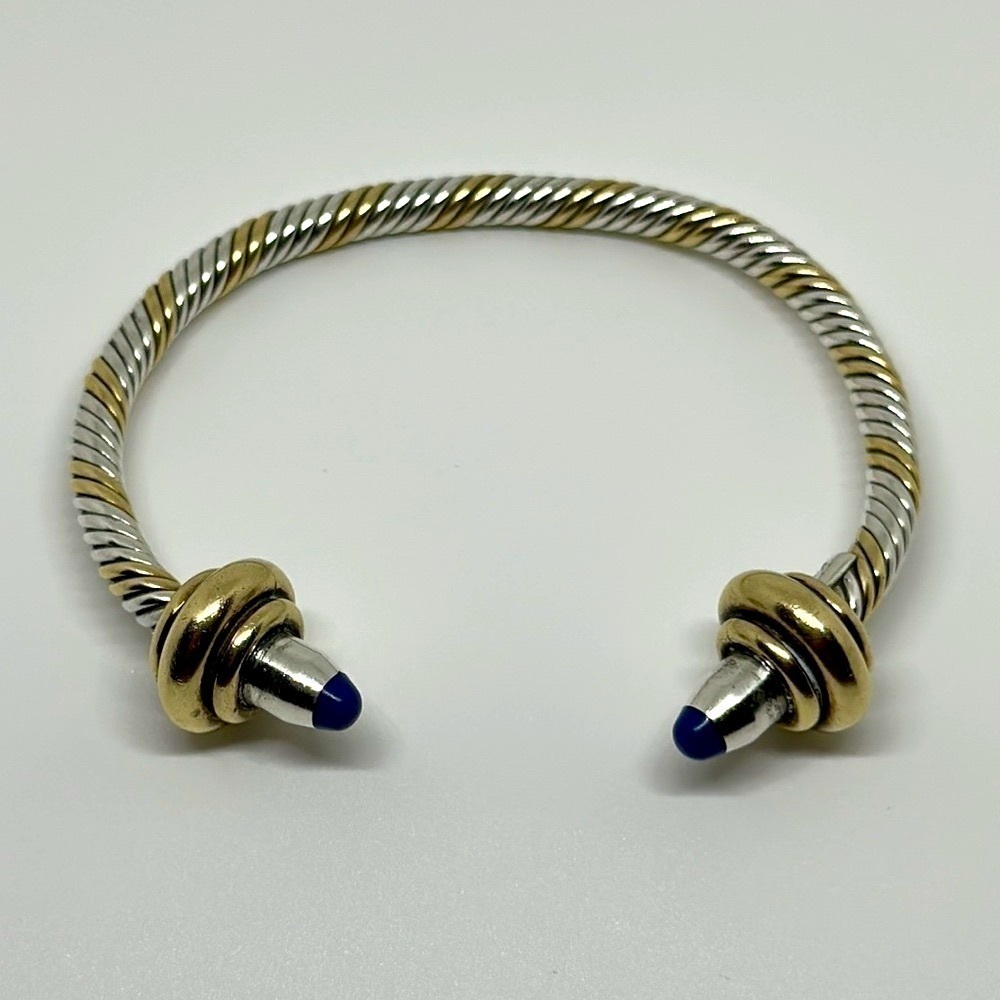 silver bracelet and lapis lazuli bracelet